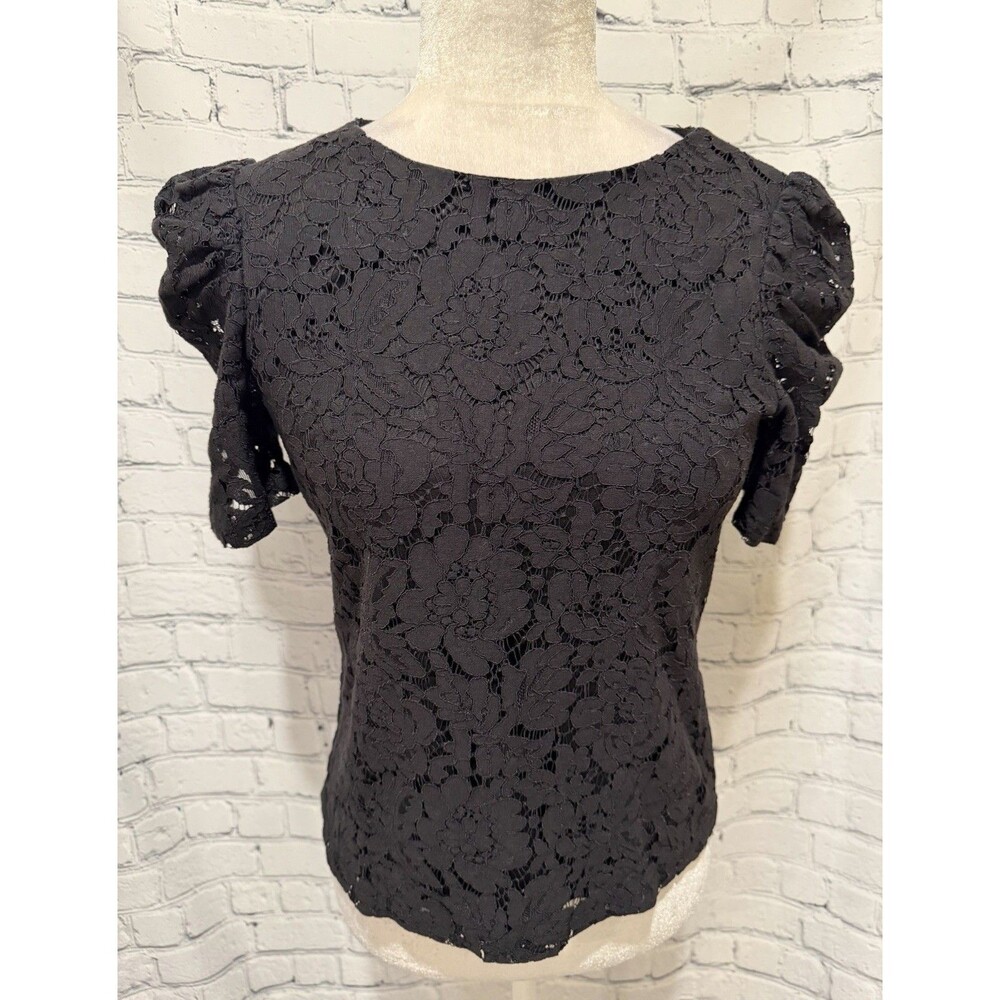 Wardrobe Black Lace Short Sleeve Top Size XS